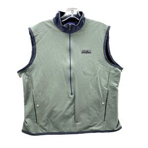 Vintage Patagonia Vest Medium Sage Green Half Zip Jacket Pockets 90s Outdoor Men